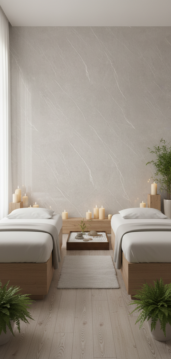 Pietra Light PVC Wandpaneel Hochglanz Steinoptik 280 × 122 cm - Hellgrau PVC Paneel