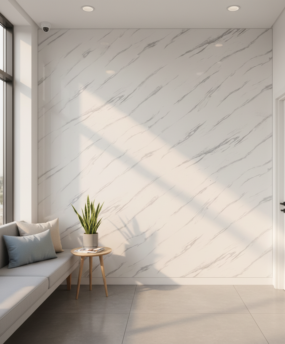 Ice Frost PVC Wandpaneel Marmoroptik 260 × 122 cm - Weiß Grau PVC Paneel