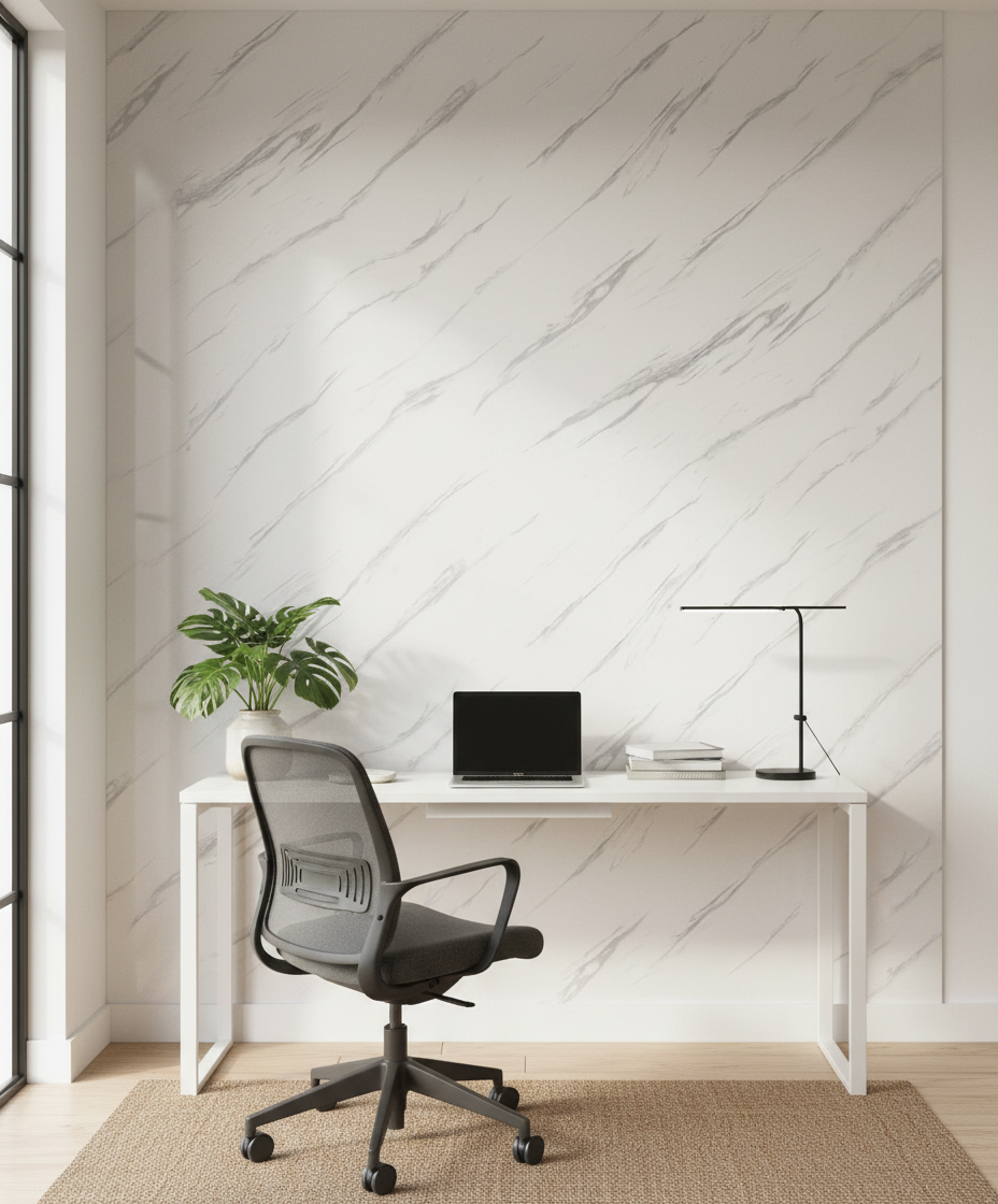 Ice Frost PVC Wandpaneel Marmoroptik 260 × 122 cm - Weiß Grau PVC Paneel