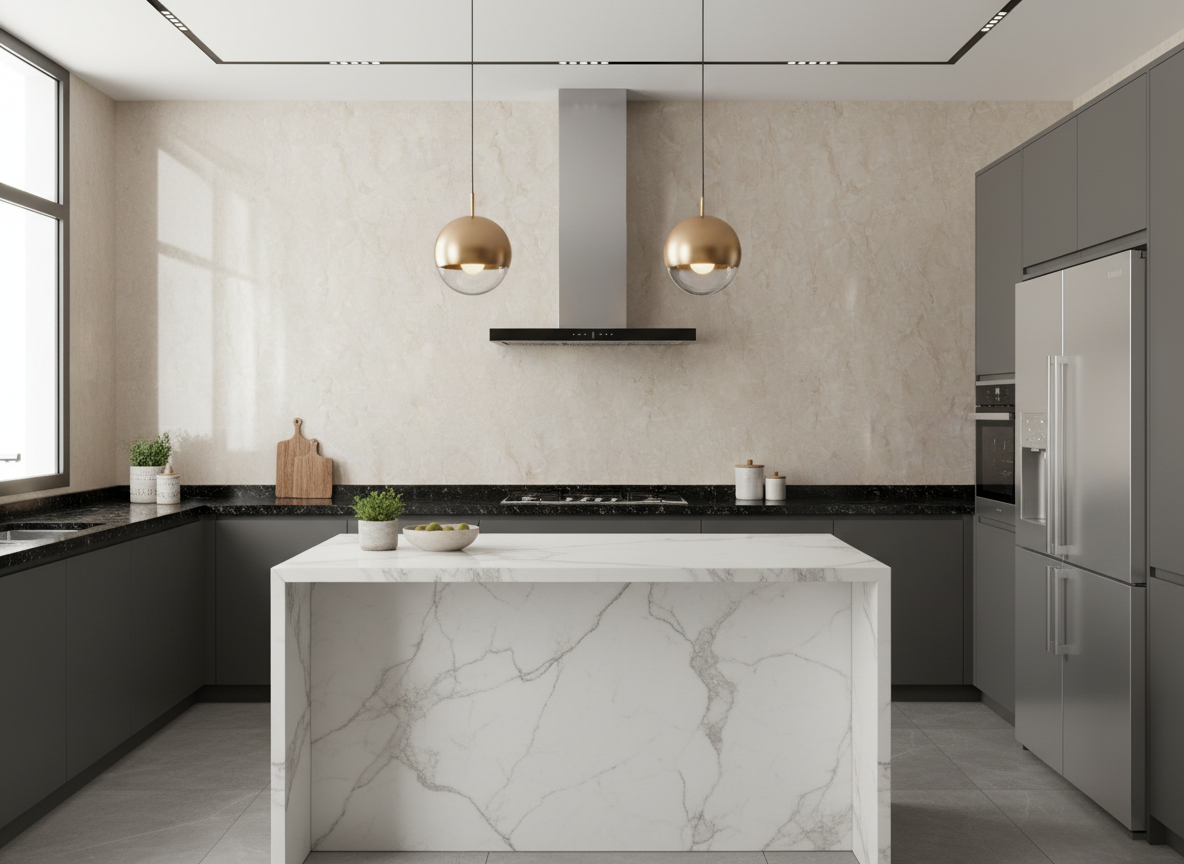 PVC Wall Panel Vanilla Marble 280×122 cm – Cream-Colored Marble Look, Waterproof