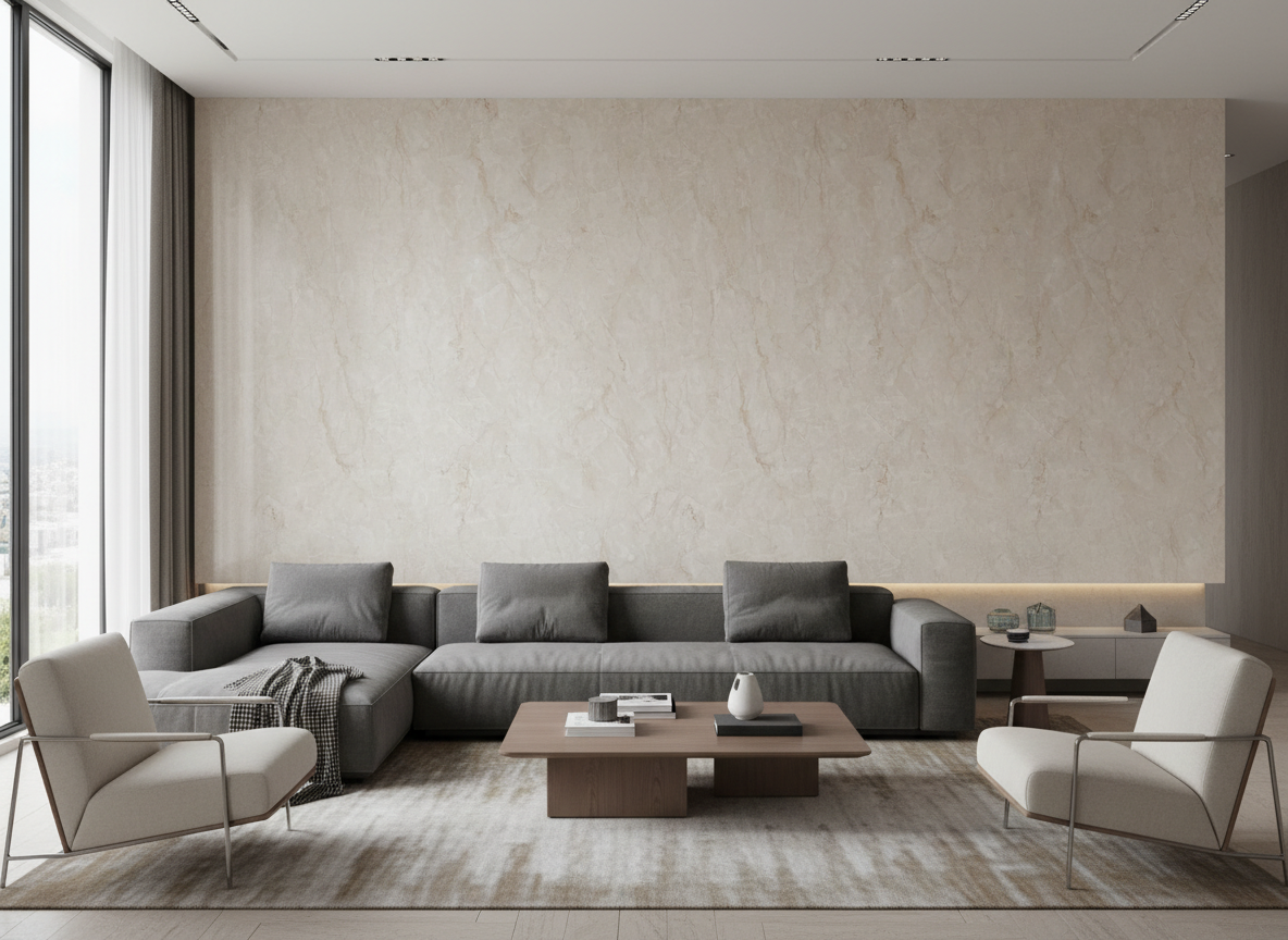 PVC Wall Panel Vanilla Marble 280×122 cm – Cream-Colored Marble Look, Waterproof