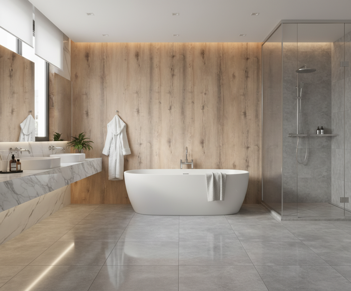 Royal Walnuss SPC Wandpaneel Holzoptik 280 × 122 cm - Beige Braun SPC Paneel